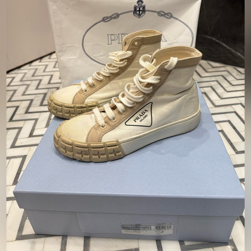 Prada Gabardine High-Top Sneakers